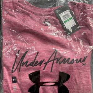 Under Armour Heathered Pink Logo Tee